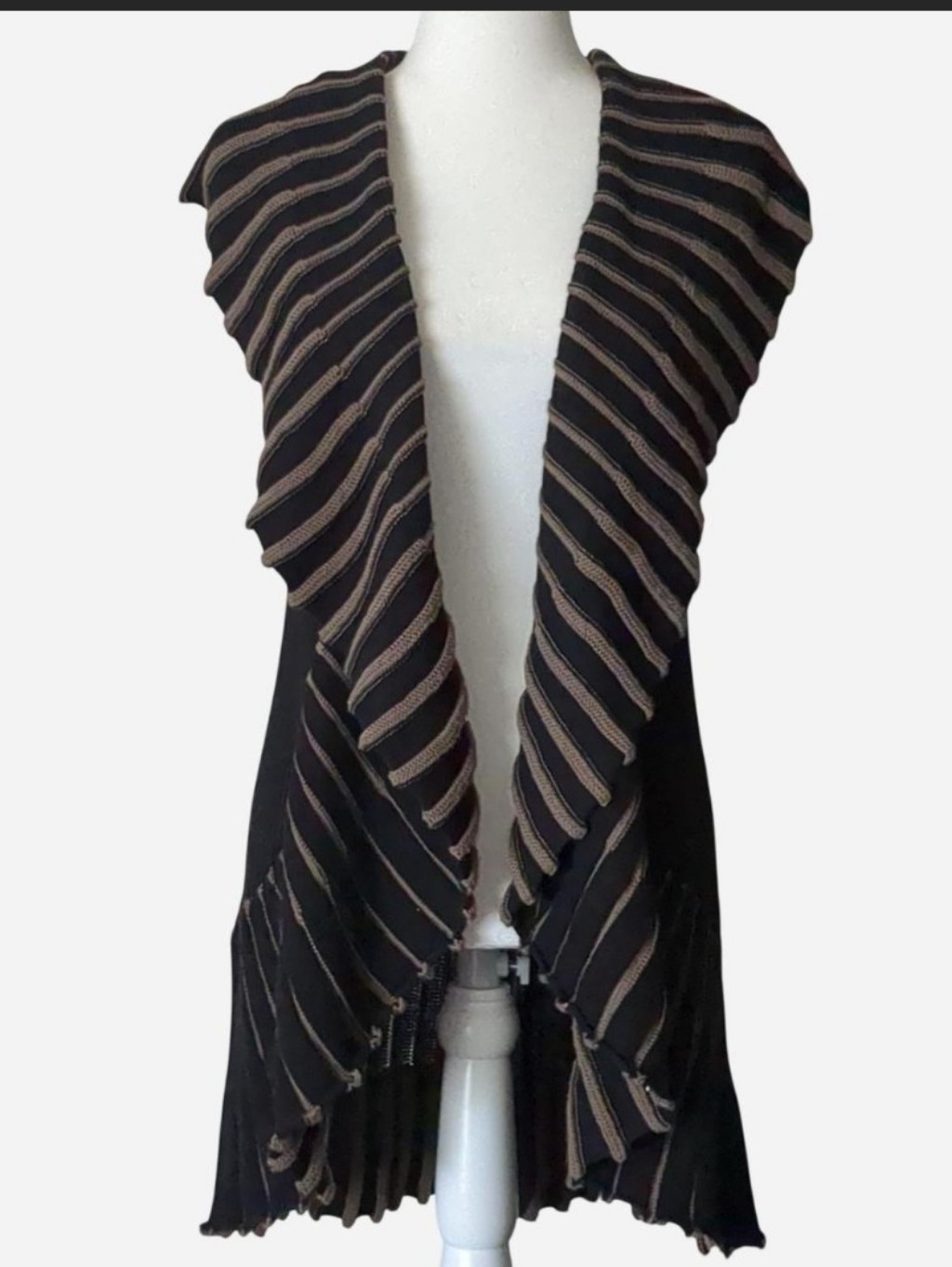 Vintage 00s Fairy Grunge Striped Waterfall Vest Cardigan